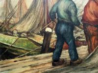 Cornish School - Large early 1900s Oil Painting of Fishermen Pulling in the Nets (11 of 14) Cornish School - Large early 1900s Oil Painting of Fishermen Pulling in the Nets (11 of 14)