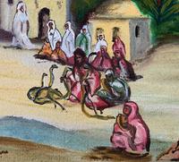 The Snake Charmer - Moroccan School - Vintage - 1960s - Original Oil Painting (5 of 11) The Snake Charmer - Moroccan School - Vintage - 1960s - Original Oil Painting (5 of 11)