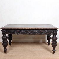 Carved Oak Desk Library Table Gothic Jacobean Large 19th Century (17 of 18) Carved Oak Desk Library Table Gothic Jacobean Large 19th Century (17 of 18)