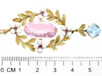 8.84ct Pink Topaz, 1.80ct Aquamarine, 0.10ct Ruby & Enamel, 15ct Yellow Gold Pendant - Antique c.1910 (6 of 9) 8.84ct Pink Topaz, 1.80ct Aquamarine, 0.10ct Ruby & Enamel, 15ct Yellow Gold Pendant - Antique c.1910 (6 of 9)