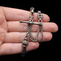 Antique Sterling Silver Albertina Albert Watch Chain Bracelet with Tassel (2 of 11) Antique Sterling Silver Albertina Albert Watch Chain Bracelet with Tassel (2 of 11)