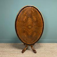 Victorian Oval Figured Walnut Inlaid Antique Side Table (5 of 7) Victorian Oval Figured Walnut Inlaid Antique Side Table (5 of 7)