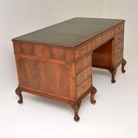 Large Antique Walnut Leather Top Pedestal Desk (9 of 12) Large Antique Walnut Leather Top Pedestal Desk (9 of 12)