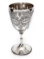 Edwardian Silver Goblet Engraved on the Bowl with Scrolls, Floral Motifs and Garlands (2 of 6) Edwardian Silver Goblet Engraved on the Bowl with Scrolls, Floral Motifs and Garlands (2 of 6)