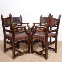 4 Dining Chairs Ships Nautical Chairs Oak Leather 19th Century (6 of 10) 4 Dining Chairs Ships Nautical Chairs Oak Leather 19th Century (6 of 10)