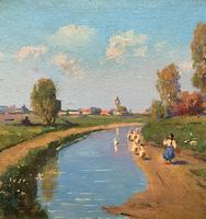 Josef Harencz Original Canal & Swan Landscape Oil Painting (3 of 10) Josef Harencz Original Canal & Swan Landscape Oil Painting (3 of 10)