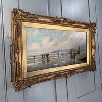 Antique marine seascape oil painting of fishing scene signed W Richards 2 of 2 (3 of 10) Antique marine seascape oil painting of fishing scene signed W Richards 2 of 2 (3 of 10)
