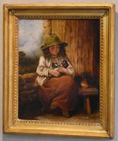Victorian Oil Painting of a Girl with Kitten (2 of 6) Victorian Oil Painting of a Girl with Kitten (2 of 6)