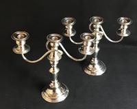 Pair of Antique Silver Plate on Copper Three Branch Candelabra (2 of 6) Pair of Antique Silver Plate on Copper Three Branch Candelabra (2 of 6)