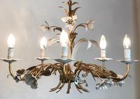 Large Vintage French 5 Arm Gilt Toleware Chandelier (10 of 11) Large Vintage French 5 Arm Gilt Toleware Chandelier (10 of 11)
