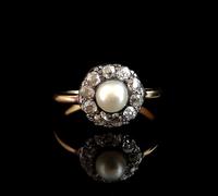 Antique pearl and diamond cluster ring, 18ct gold (9 of 9) Antique pearl and diamond cluster ring, 18ct gold (9 of 9)