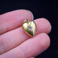 Antique Diamond Star 15ct 15K Yellow Gold Heart Pendant Charm (8 of 9) Antique Diamond Star 15ct 15K Yellow Gold Heart Pendant Charm (8 of 9)