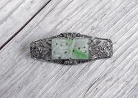 Art Deco Silver and Jadeite Brooch with Marcasites, 1930s (5 of 7) Art Deco Silver and Jadeite Brooch with Marcasites, 1930s (5 of 7)