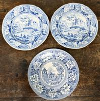 3 19th Century Lovely Blue and White English Plates (1 of 5)