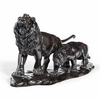 Meiji period bronze study of a lion and lioness by ‘Genryusai Seiya’ (2 of 8) Meiji period bronze study of a lion and lioness by ‘Genryusai Seiya’ (2 of 8)