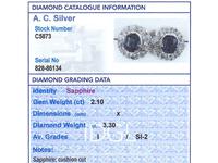 2.10ct Basaltic Sapphire & 3.30ct Diamond, 9ct Yellow Gold Cluster Earrings - Antique c.1890 (8 of 9) 2.10ct Basaltic Sapphire & 3.30ct Diamond, 9ct Yellow Gold Cluster Earrings - Antique c.1890 (8 of 9)