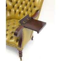 Regency Style Mahogany Library Chair with Mustard Leather Button Back (5 of 6) Regency Style Mahogany Library Chair with Mustard Leather Button Back (5 of 6)