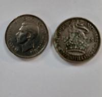 British One Shilling Pieces. English 1948/1951