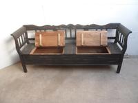 Shabby Chic Black 4 Seater Antique Pine Kitchen / Hall Box Settle / Bench (2 of 10) Shabby Chic Black 4 Seater Antique Pine Kitchen / Hall Box Settle / Bench (2 of 10)