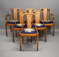 Set of 6 Art Deco Walnut Dining Chairs