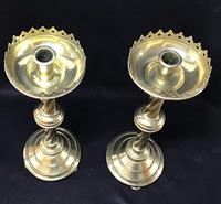 Pair of Wonderful Large Brass Gothic Revival Altar Candlesticks (7 of 7) Pair of Wonderful Large Brass Gothic Revival Altar Candlesticks (7 of 7)