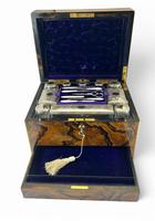 Victorian Antique Silver & Walnut Travelling Vanity Box 1877