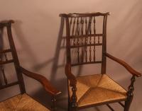 Pair of 19th Century Spindle Back Armchairs with Rush Seats (3 of 6) Pair of 19th Century Spindle Back Armchairs with Rush Seats (3 of 6)