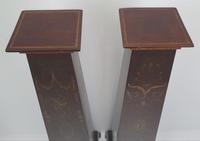 Edwardian Inlaid & Painted Mahogany Pair of Jardiniere or Bust Stands (4 of 4) Edwardian Inlaid & Painted Mahogany Pair of Jardiniere or Bust Stands (4 of 4)