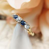 Antique 18ct Yellow Gold Diamond & Sapphire Five Stone Ring, Victorian (6 of 10) Antique 18ct Yellow Gold Diamond & Sapphire Five Stone Ring, Victorian (6 of 10)