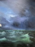 Huge Magnificent 20th Century Vintage Seascape Oil Painting - Battleship in Rough Sea (4 of 12) Huge Magnificent 20th Century Vintage Seascape Oil Painting - Battleship in Rough Sea (4 of 12)