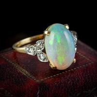 Antique Edwardian Natural Opal Diamond Ring 18ct Gold 5.50ct Opal c.1901 (2 of 7) Antique Edwardian Natural Opal Diamond Ring 18ct Gold 5.50ct Opal c.1901 (2 of 7)