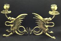 Pair of Brass Antique Dragon/Griffin Candlesticks. (5 of 5) Pair of Brass Antique Dragon/Griffin Candlesticks. (5 of 5)