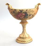 Large & Fine Royal Worcester Blush Ivory Style & Floral Navette Pedestal Bowl c.1912 (8 of 8) Large & Fine Royal Worcester Blush Ivory Style & Floral Navette Pedestal Bowl c.1912 (8 of 8)