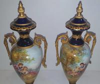 Pair of Hand Painted Early 20th Century French Porcelain Urns (7 of 8) Pair of Hand Painted Early 20th Century French Porcelain Urns (7 of 8)