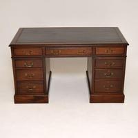Antique Mahogany Leather Top Pedestal Desk (6 of 10) Antique Mahogany Leather Top Pedestal Desk (6 of 10)
