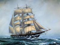 Large Beautiful Mid-Century Full-Masted Ship in Rough Seas Seascape Oil Painting (3 of 12) Large Beautiful Mid-Century Full-Masted Ship in Rough Seas Seascape Oil Painting (3 of 12)