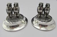 Edwardian, Novelty Silver Twin Owl Place Stands/ Menu Holders, Levi & Salaman, B'ham 1904 (8 of 8) Edwardian, Novelty Silver Twin Owl Place Stands/ Menu Holders, Levi & Salaman, B'ham 1904 (8 of 8)