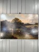 Antique River Landscape Oil Painting with Cows by Bridge Signed W Weir (2 of 10) Antique River Landscape Oil Painting with Cows by Bridge Signed W Weir (2 of 10)