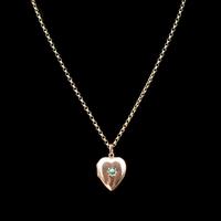 Antique Turquoise Heart 9ct 9K Gold Locket and Chain Necklace (2 of 10) Antique Turquoise Heart 9ct 9K Gold Locket and Chain Necklace (2 of 10)