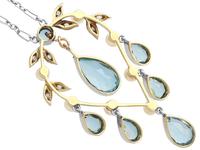 2.27ct Aquamarine, Diamond, Pearl & 14ct Yellow Gold Pendant - Antique c.1900 (5 of 9) 2.27ct Aquamarine, Diamond, Pearl & 14ct Yellow Gold Pendant - Antique c.1900 (5 of 9)
