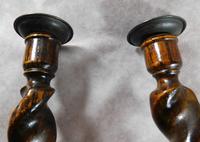 Pair of English Oak Barley Twist Candlesticks (5 of 6) Pair of English Oak Barley Twist Candlesticks (5 of 6)