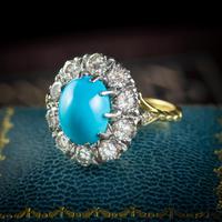 Antique Edwardian Turquoise Diamond Cluster Ring Platinum 18ct Gold 2ct of Diamond c.1905 (2 of 8) Antique Edwardian Turquoise Diamond Cluster Ring Platinum 18ct Gold 2ct of Diamond c.1905 (2 of 8)