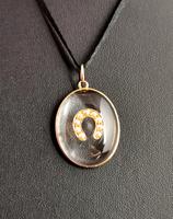Antique Victorian Rock Crystal Pendant Gold Horseshoe, Split Pearl (6 of 14) Antique Victorian Rock Crystal Pendant Gold Horseshoe, Split Pearl (6 of 14)