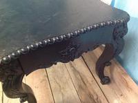 Late 19th Century French Ebonised Ebony Verneer Over Mahogany Hall Table with Carved Floral Pattern Two End Drawers (6 of 8) Late 19th Century French Ebonised Ebony Verneer Over Mahogany Hall Table with Carved Floral Pattern Two End Drawers (6 of 8)