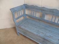 Stunning Sky Blue 3 Seater Antique Pine Kitchen / Hall Box Settle / Bench (2 of 11) Stunning Sky Blue 3 Seater Antique Pine Kitchen / Hall Box Settle / Bench (2 of 11)