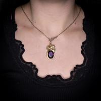 Antique Amethyst Paste Oval Rolled Gold Ivy Leaf Pendant (8 of 9) Antique Amethyst Paste Oval Rolled Gold Ivy Leaf Pendant (8 of 9)