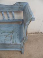 Lovely Sky Blue 3 Seater Antique Pine Kitchen / Hall Box Settle / Bench (8 of 10) Lovely Sky Blue 3 Seater Antique Pine Kitchen / Hall Box Settle / Bench (8 of 10)