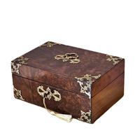 Fine Edwardian Burr Walnut & Brass Mounted Jewellery Box