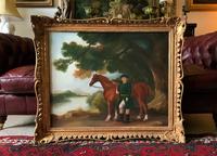 Lovely Large Primitive School Rococo Framed Oil Portrait Painting Horse & Rider (2 of 13) Lovely Large Primitive School Rococo Framed Oil Portrait Painting Horse & Rider (2 of 13)