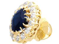 7.05ct Sapphire & 2.31ct Diamond, 18ct Yellow Gold Cluster Earrings c.1930 (4 of 9) 7.05ct Sapphire & 2.31ct Diamond, 18ct Yellow Gold Cluster Earrings c.1930 (4 of 9)